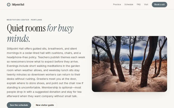 Meditation Center website template preview
