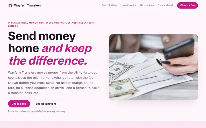Money Transfer Service website template preview