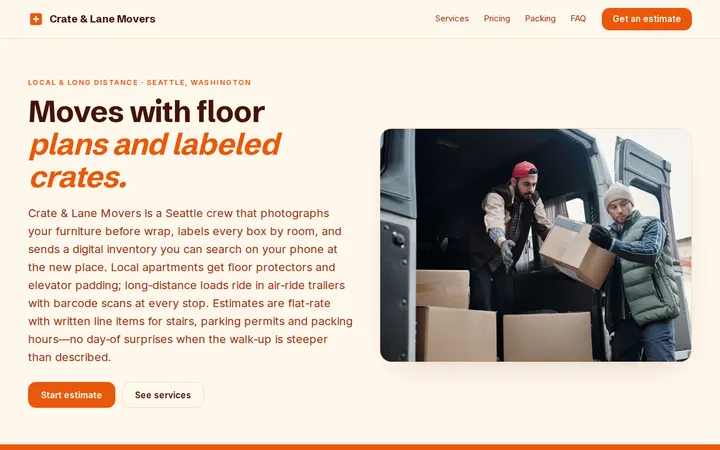 Moving Company website template preview