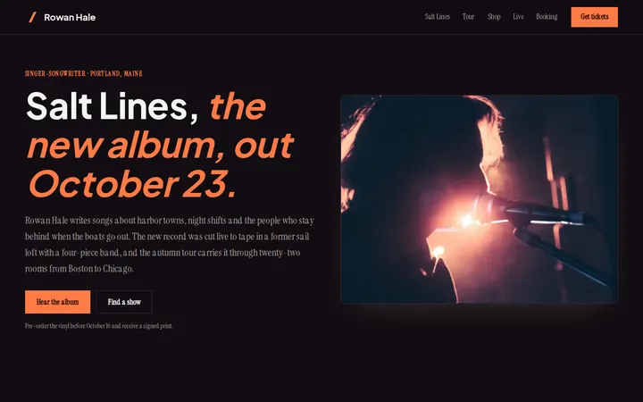 Music Artist website template preview
