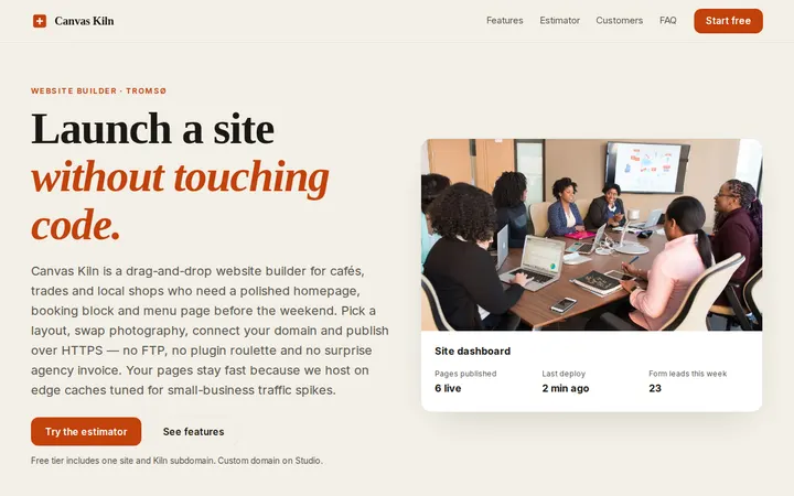 No-Code Website Builder website template preview