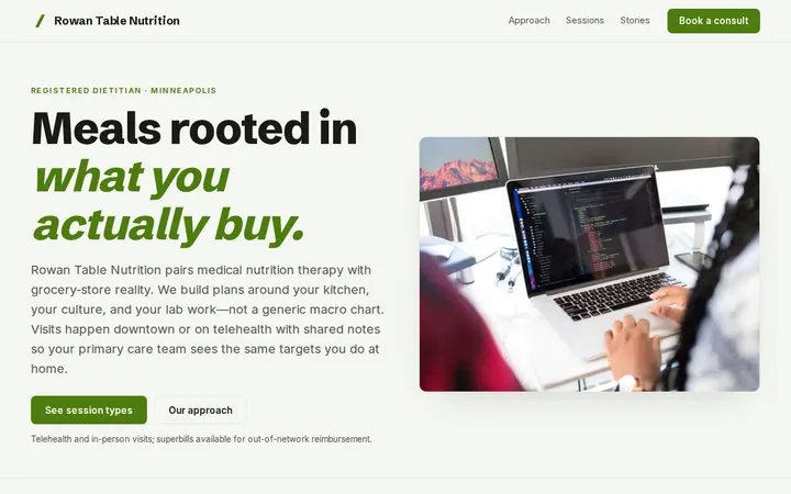 Nutrition Coach website template preview