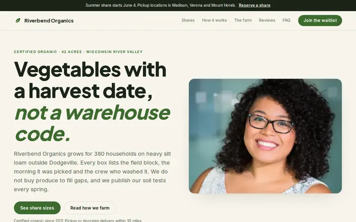 Organic Farm website template preview