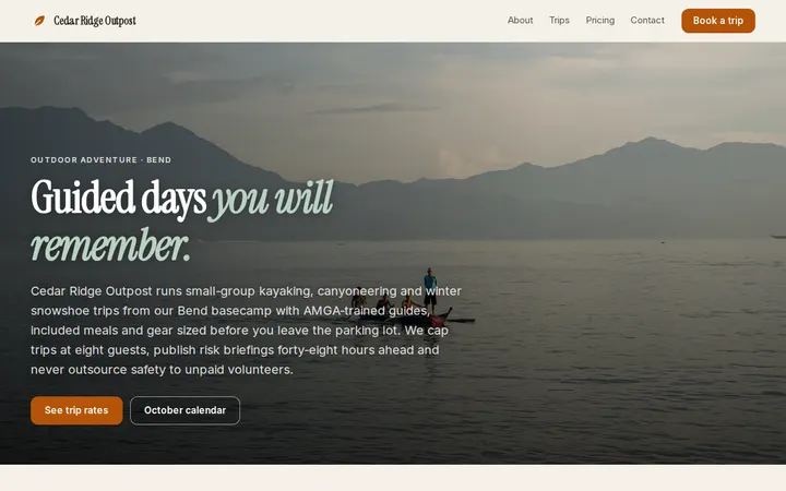 Outdoor Adventure Center website template preview