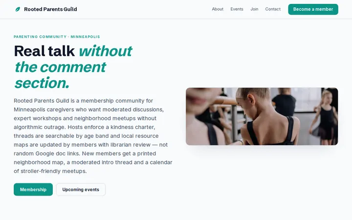 Parenting Community website template preview