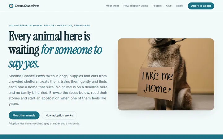 Pet Adoption website template preview