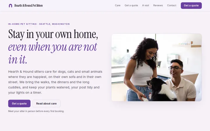 Pet Sitting Service website template preview