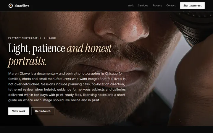 Photographer Portfolio website template preview