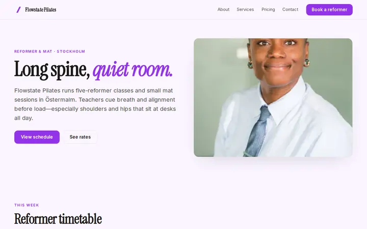 Pilates Studio website template preview