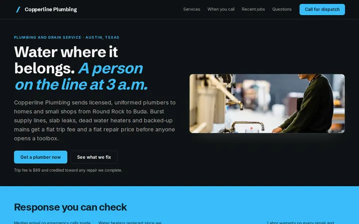 Plumbing Service website template preview