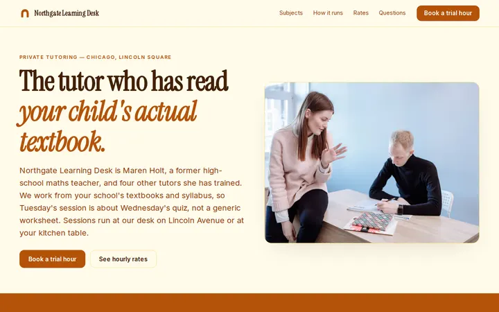 Private Tutor website template preview