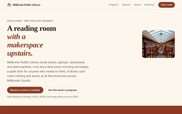 Public Library website template preview