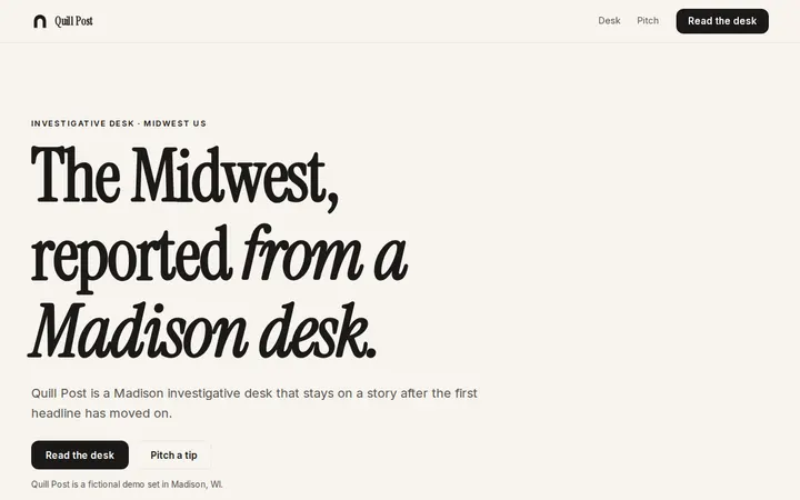 Quill Post website template preview