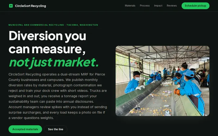 Recycling Company website template preview