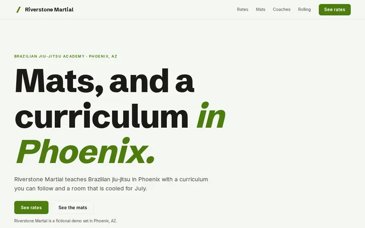 Riverstone Martial website template preview