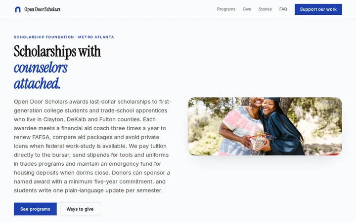 Scholarship Foundation website template preview
