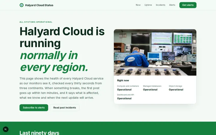 Service Status Page website template preview