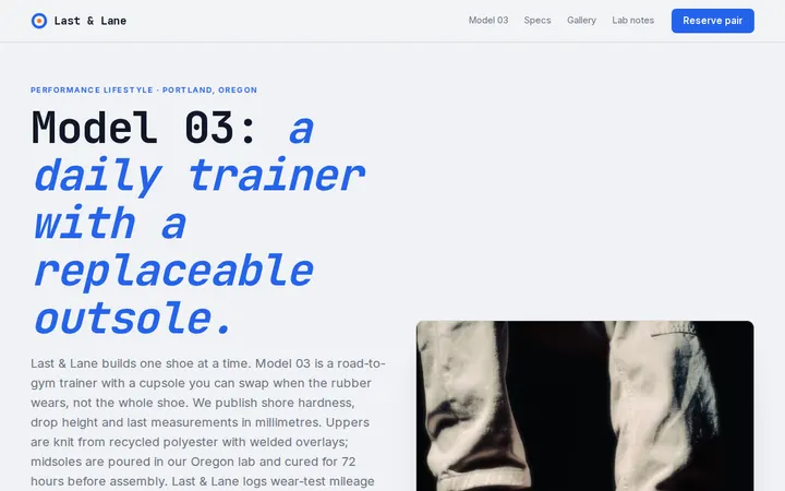Sneaker Brand website template preview