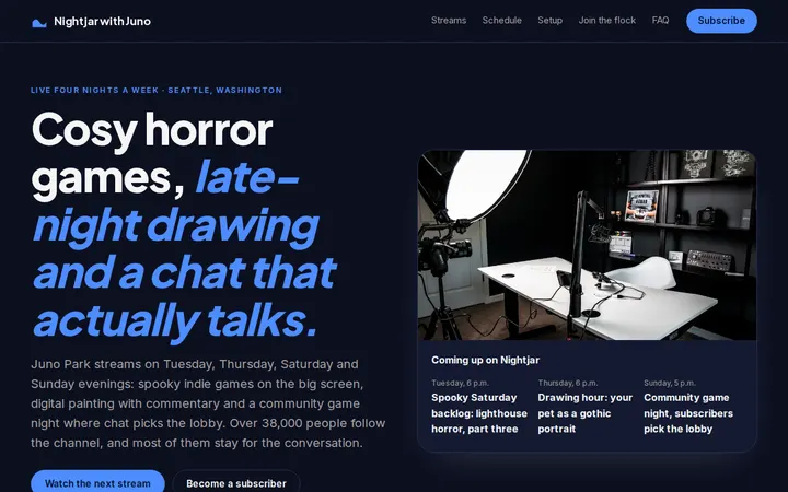 Streaming Creator website template preview