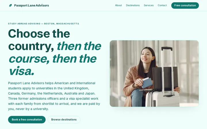 Study Abroad Consultancy website template preview