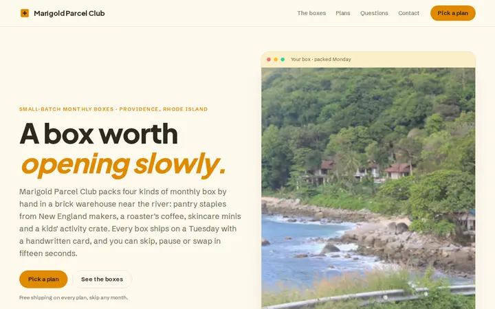 Subscription Box Store website template preview