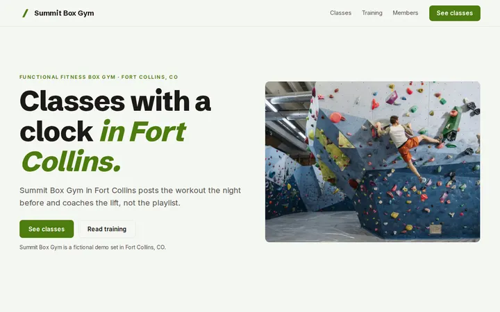 Summit Box Gym website template preview
