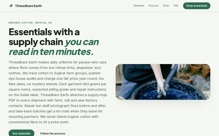 Sustainable Clothing Brand website template preview