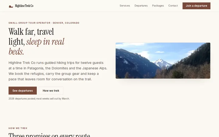 Tour Operator website template preview