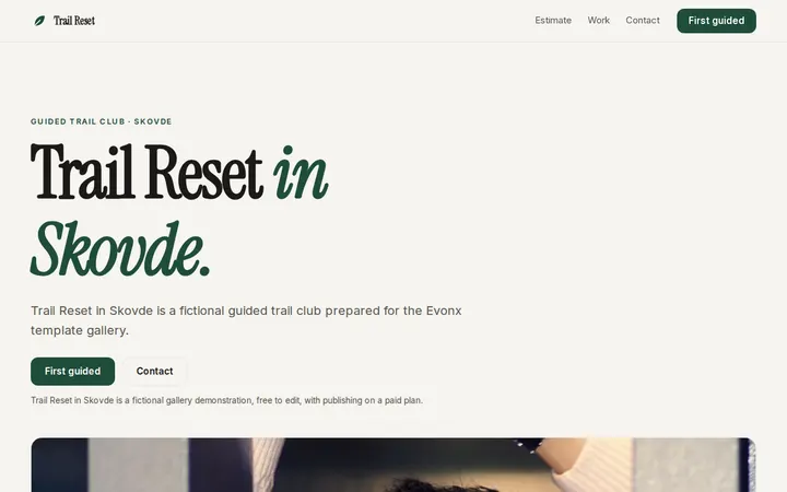 Trail Reset website template preview