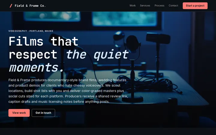 Videographer Portfolio website template preview
