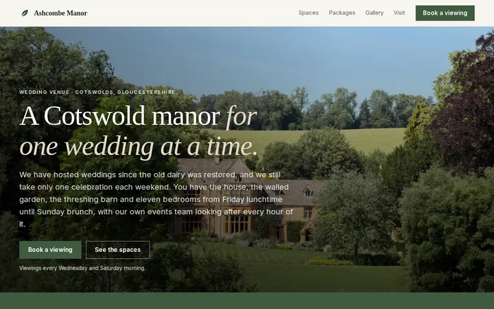 Ashcombe Manor website template preview