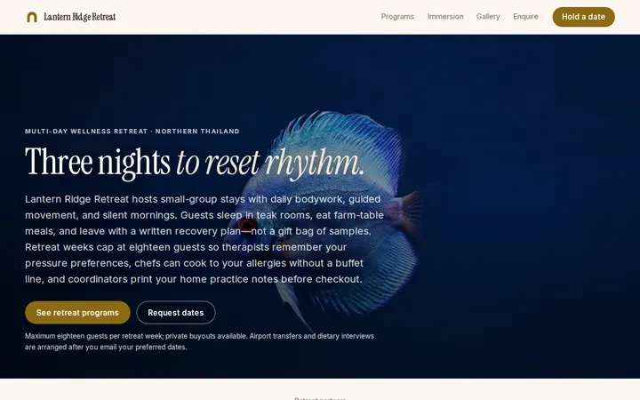 Wellness Retreat website template preview